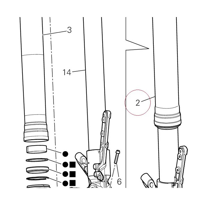 Fork leg assembly, left 34520646A