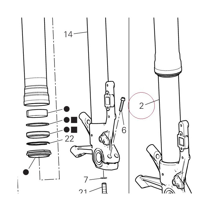 Fork leg assembly, left 34520766A