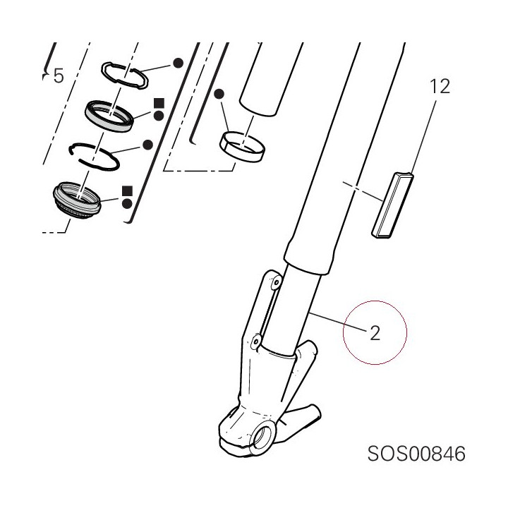 Fork leg assembly, left 34520871A