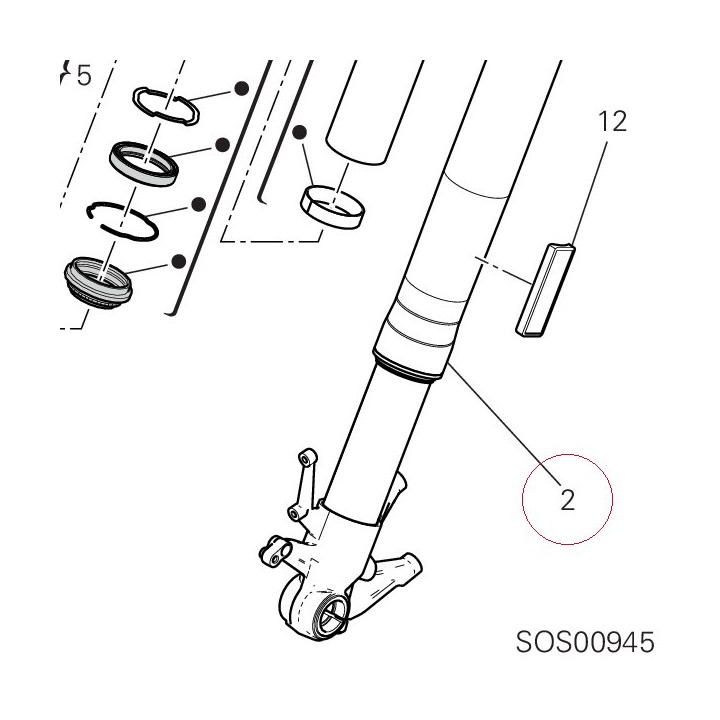 Fork leg assembly, left 34521011A
