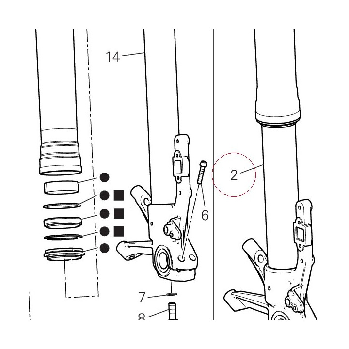 Fork leg assembly, left 34521032A