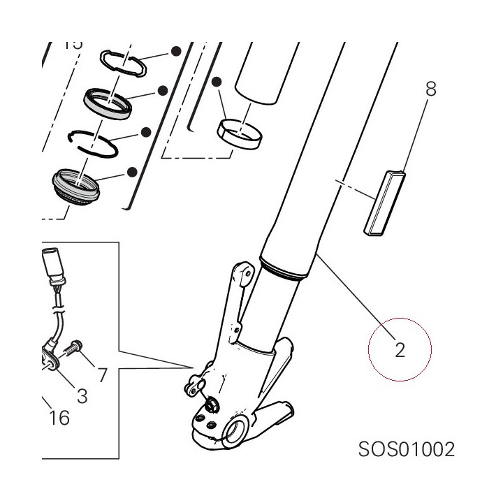 Fork leg assembly, left 34521061A