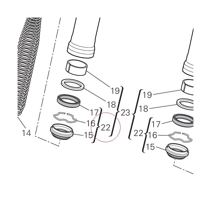 Seal set, front fork 34912871A