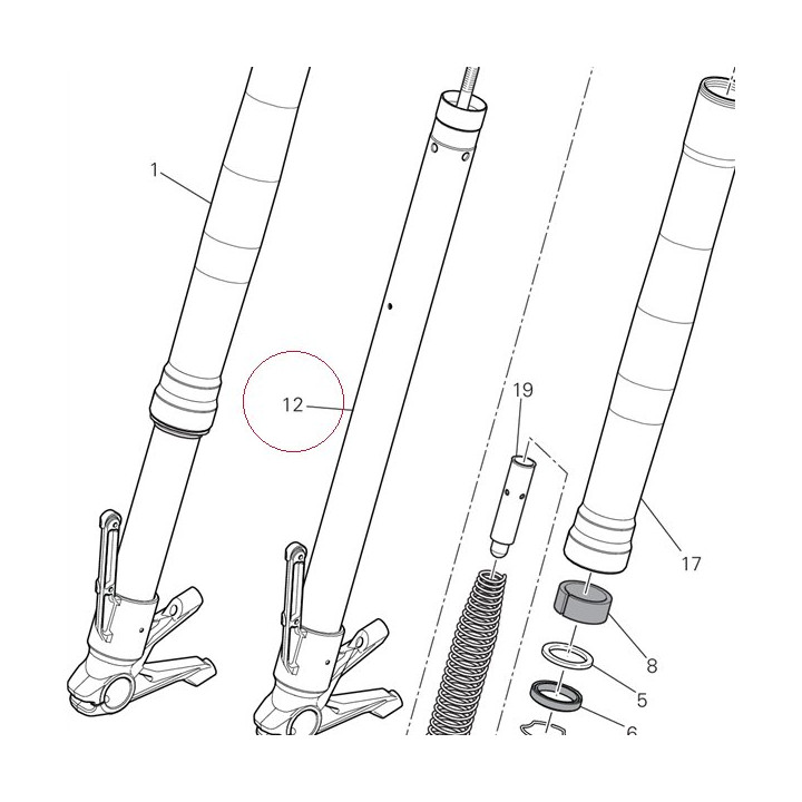 Fork bottom end + sleeve unit (r.h.) 34921851A