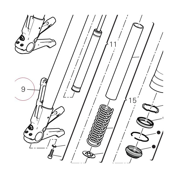 Fork bottom end + sleeve unit (r.h.) 34922781A