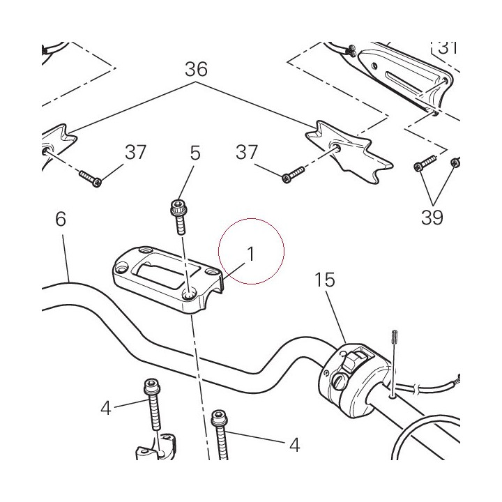 Handlebar bracket, upper 36011091AB