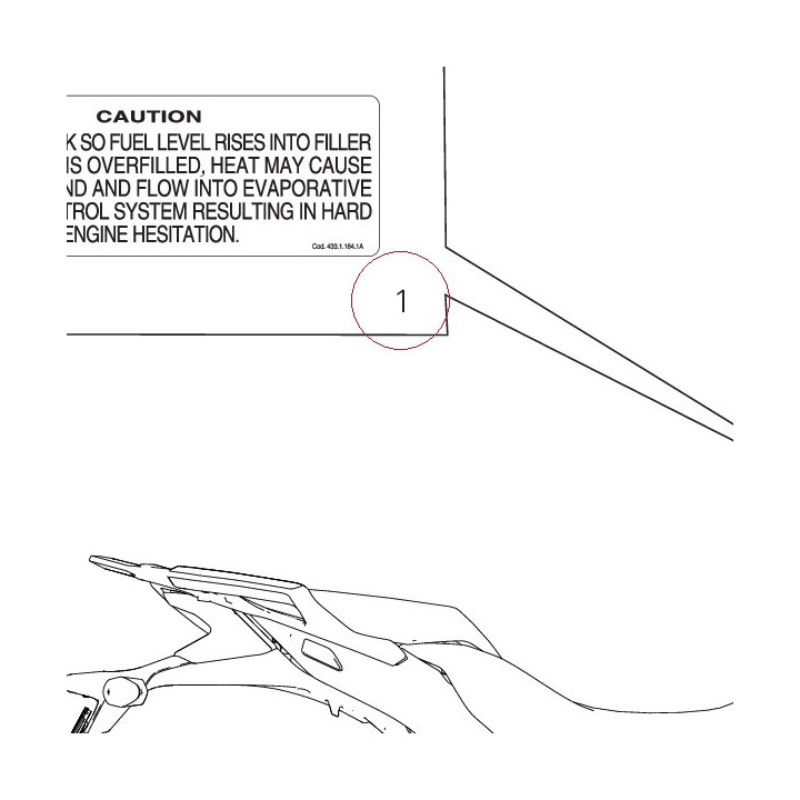 Label warning fuel tank 43311641A