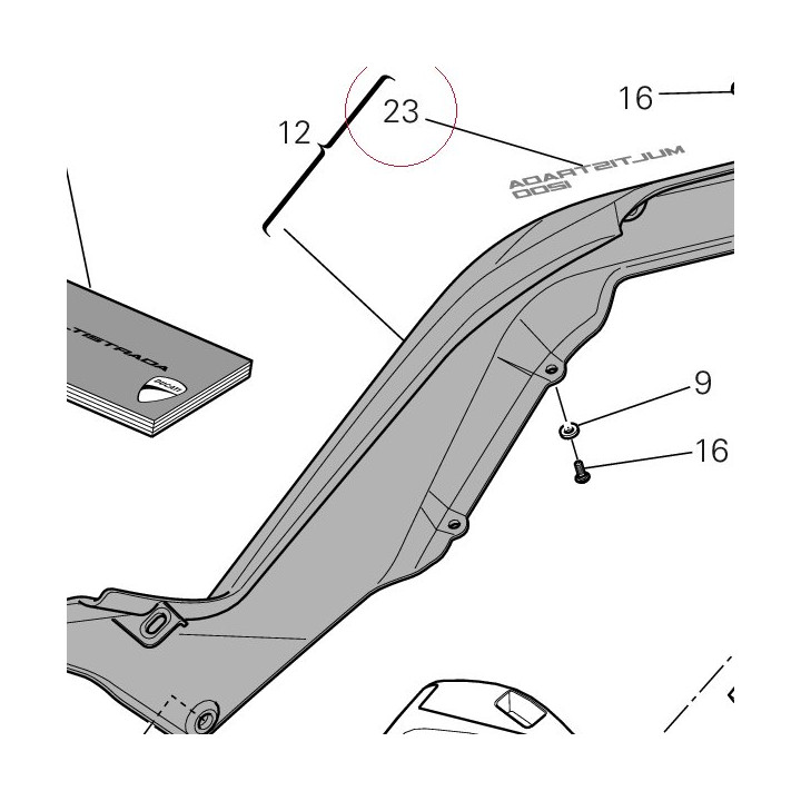 Emblem, frame cover multistrada 1200 43611752A