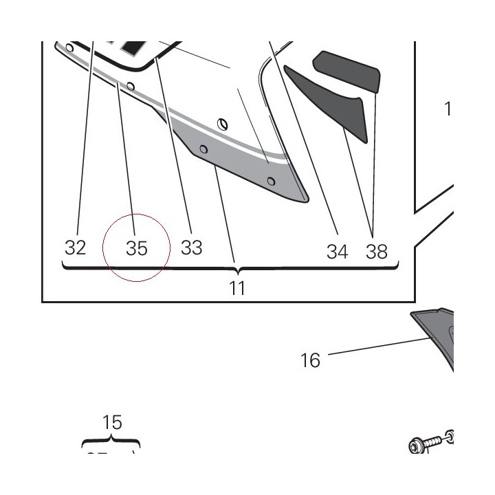 Adhesive strip red right 43810781A