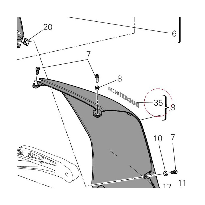 Ita flag sticker ducati left 43818081AT