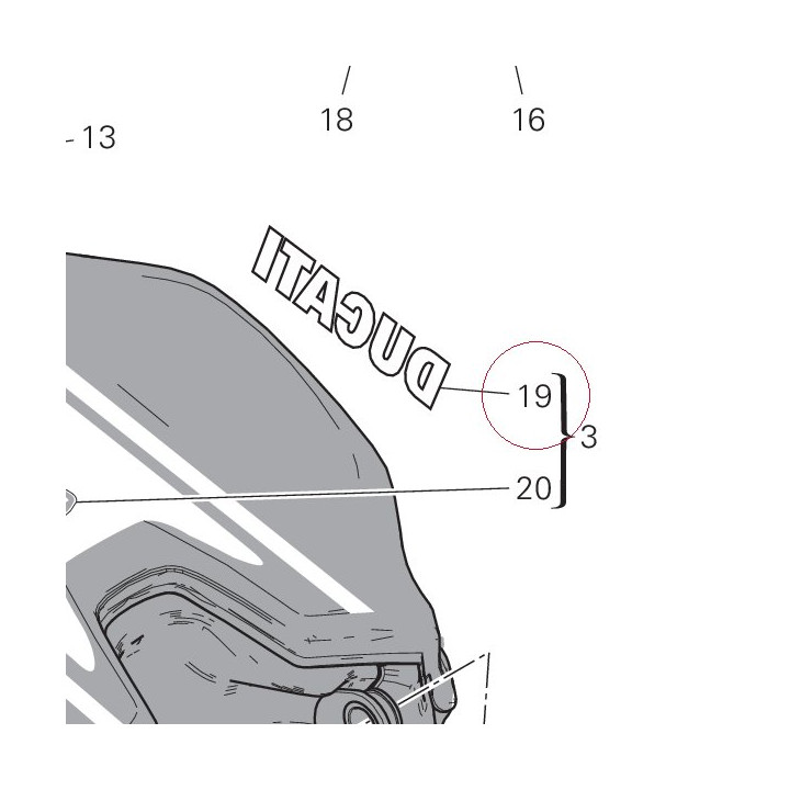 Left sticker ducati 43819511A