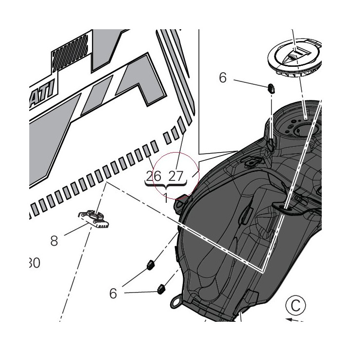 Decalco serbatoio 3 right 1900 4381G791A