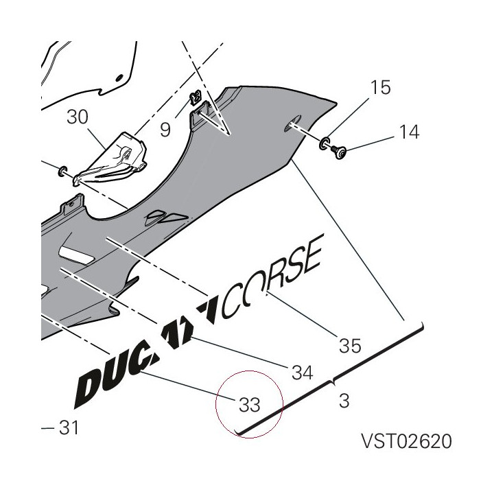 Decalco ducati corse 1 semicarena inf left 4381H041A