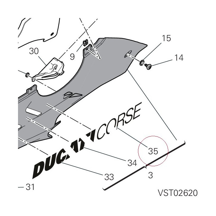 Decalco ducati corse 2 semicarena inf left 4381H061A