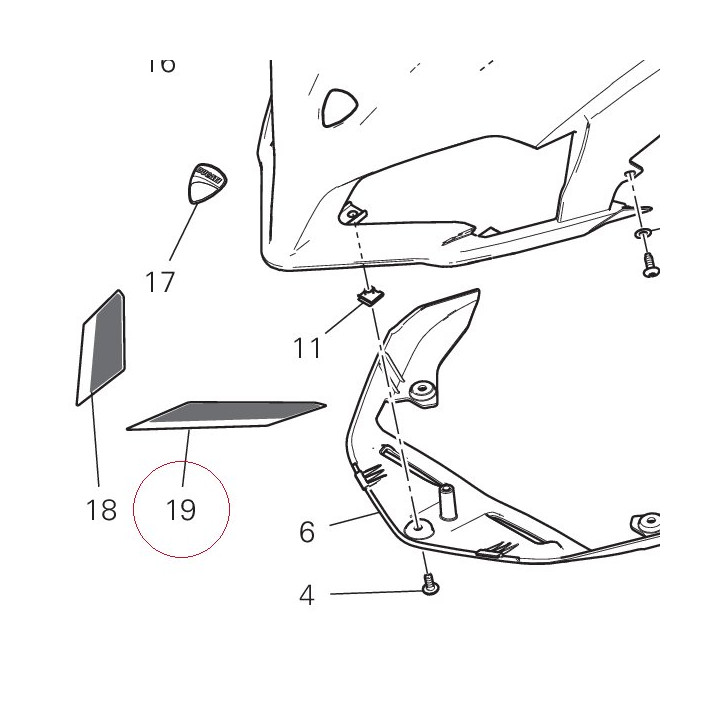 Decalco becco left V20E s 4381H641A