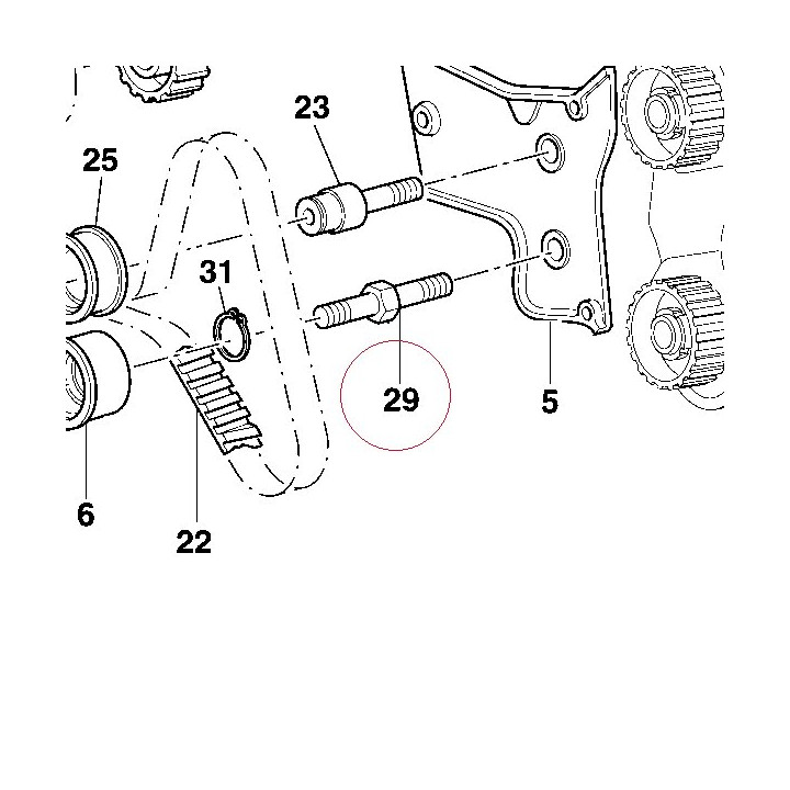 Movable tensioner roller pin 45110012A
