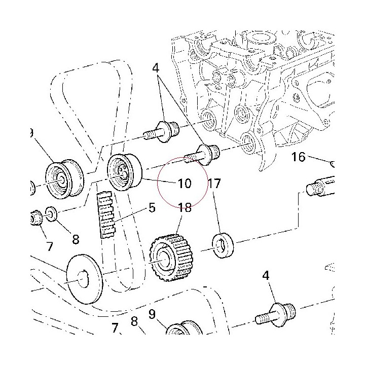Tensioner, timing belt movable 45120193A