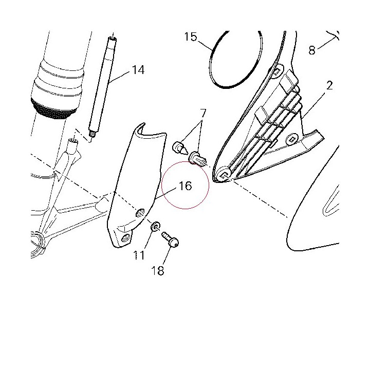 Guard fork tube, left 46012731AK