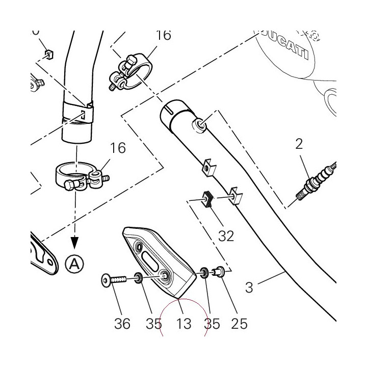 Cover, exhaust tube 46013242B