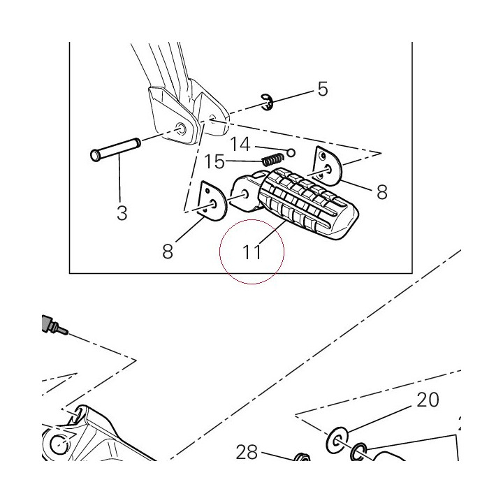 Rear left foot-rest 46510631A