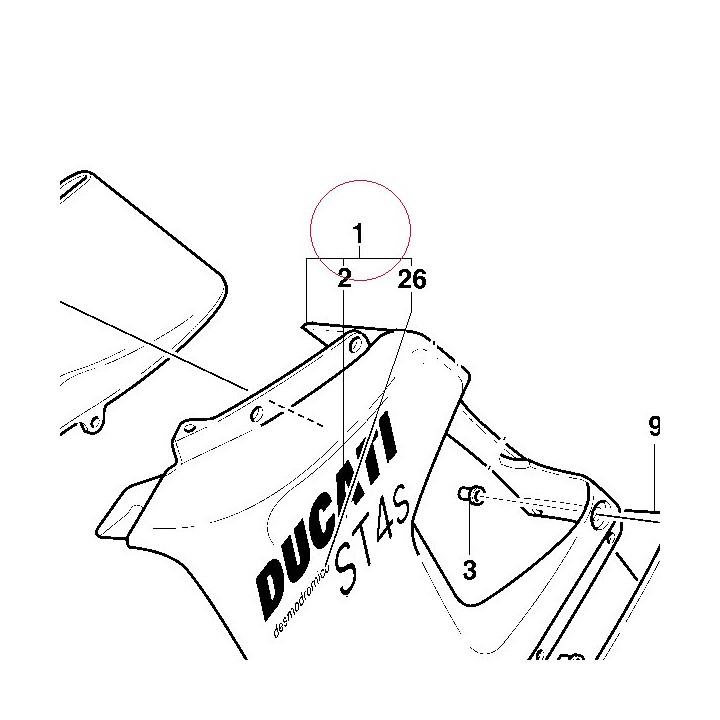 Left upper half-fairing red 48010581EA