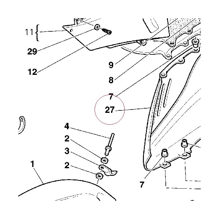 Right lower half-fairing gray senna 48010831AG