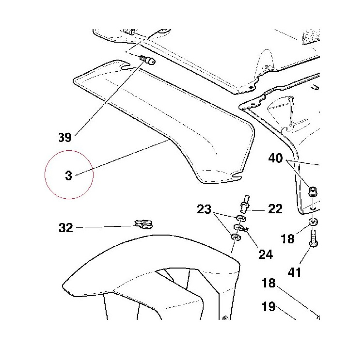 Air deflector, right red 48011501AA