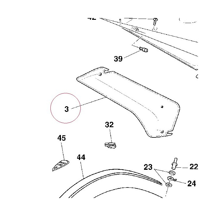 Air deflector, right red 48011501CA