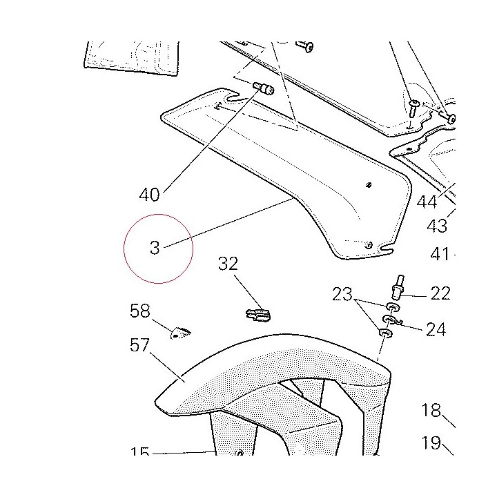 Air deflector, right red 48011501CP