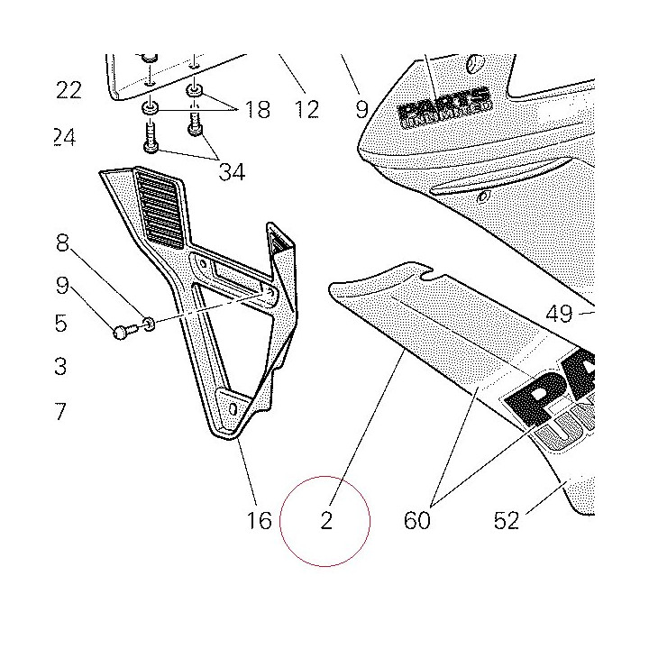 Air deflector, left red 48011531CP