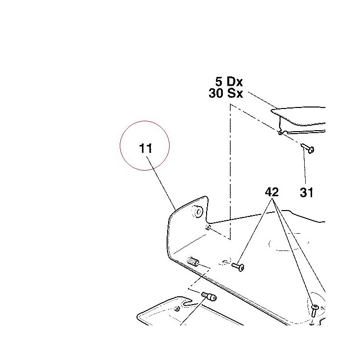 Right upper half-fairing red 48011811CA