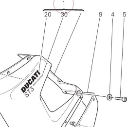 Left upper half-fairing red 48011902AA