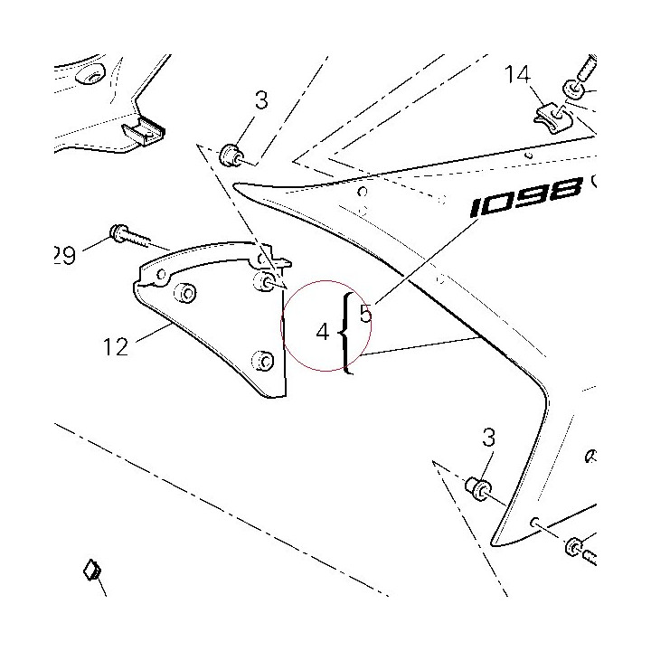 Left upper half-fairing 48012273AA