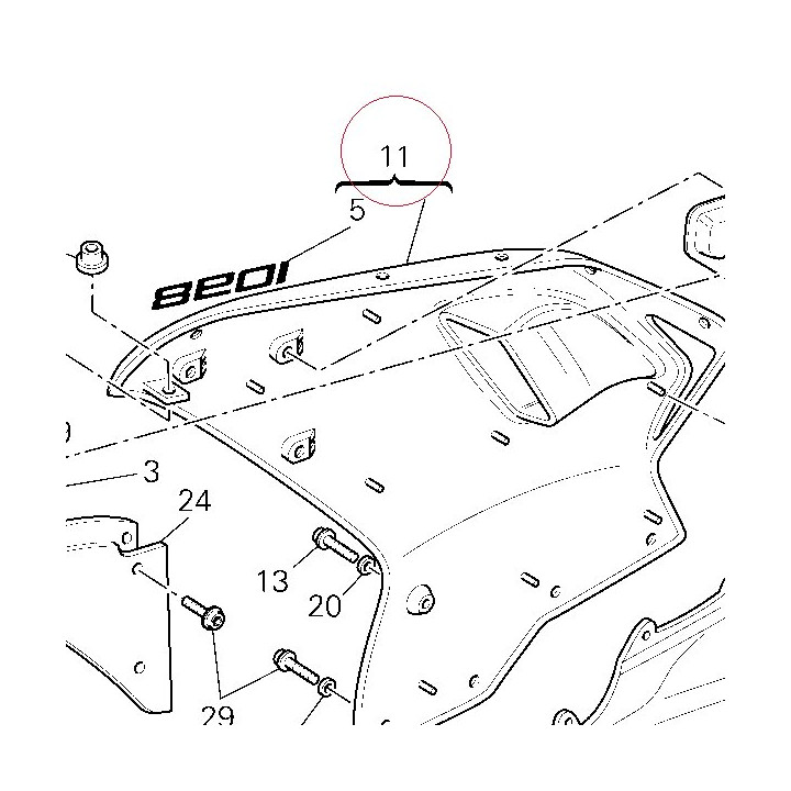 Right upper half-fairing 48012293AA