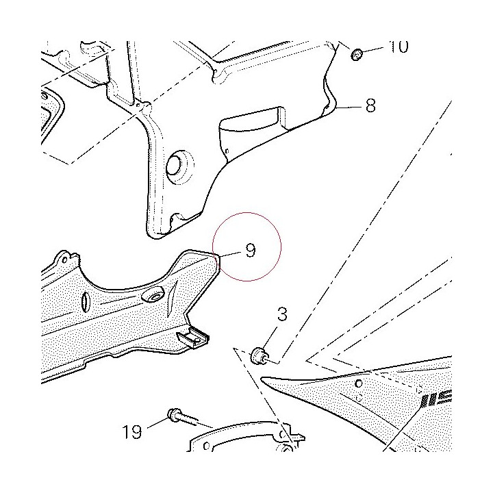 Right lower half-fairing 48012302AQ