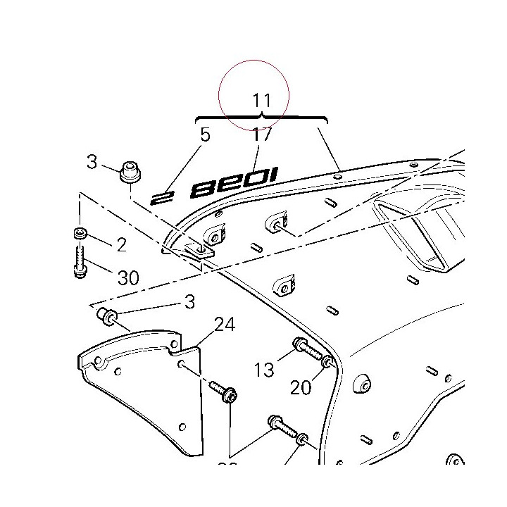 Right upper half-fairing black 48012392AB