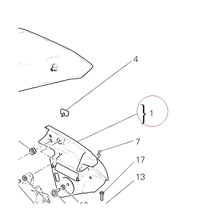 Left upper half-fairing red 48012451BA