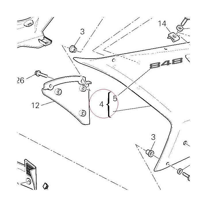 Left upper half-fairing 48012492BW