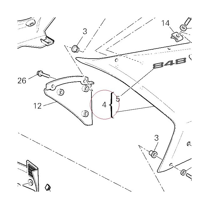 Upper half-fairing left white 48012493BW