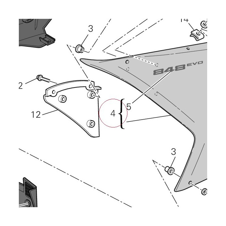 Upper half-fairing left white 48015031AW
