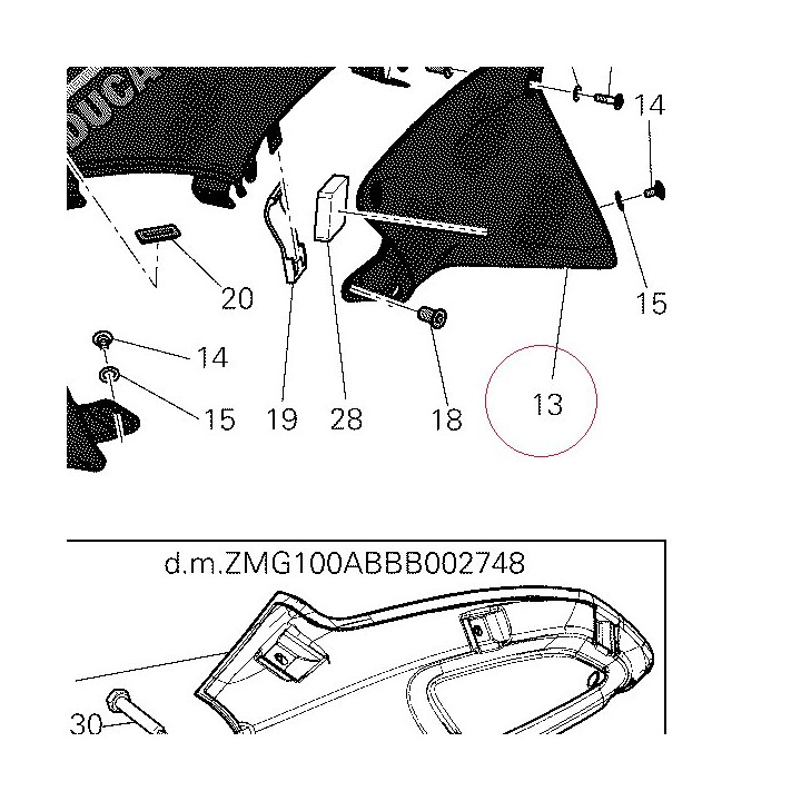 Cover, radiator, left 48015241A