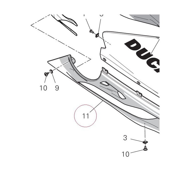 Right lower half-fairing 48017602AB