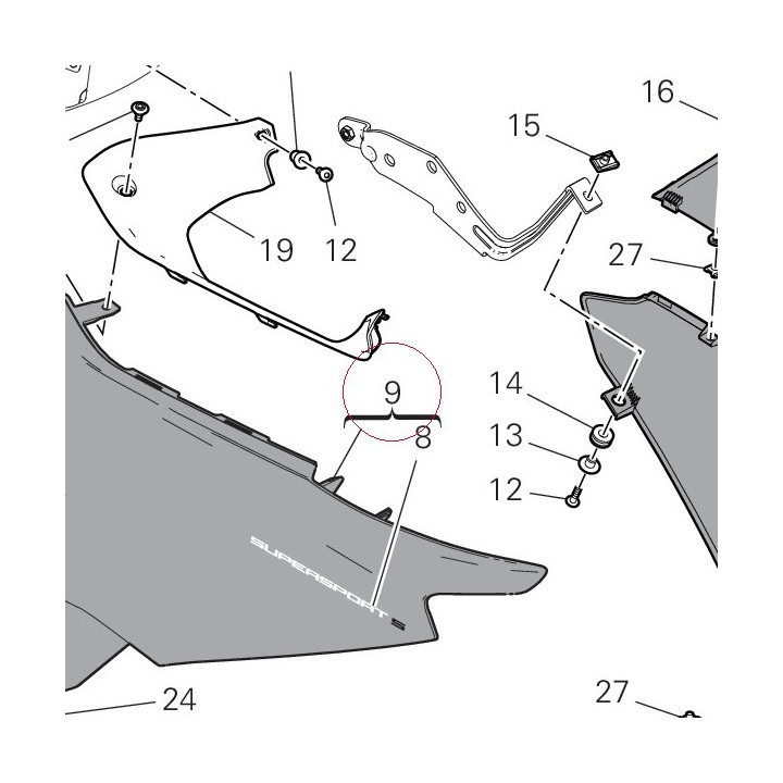 Fairing upper right white 48018821BW