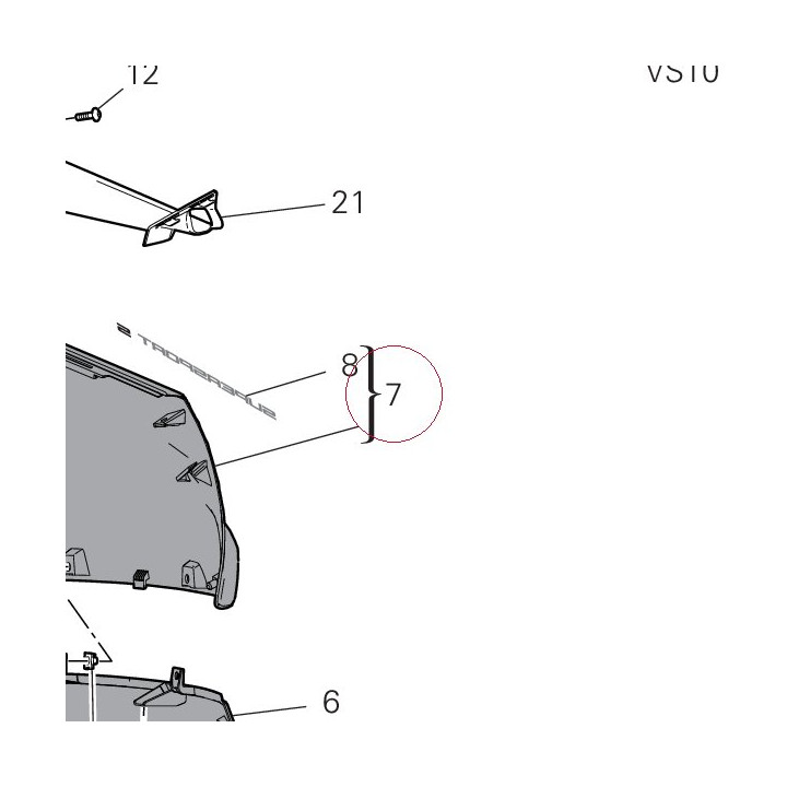 Left upper fairing red 48019122BA
