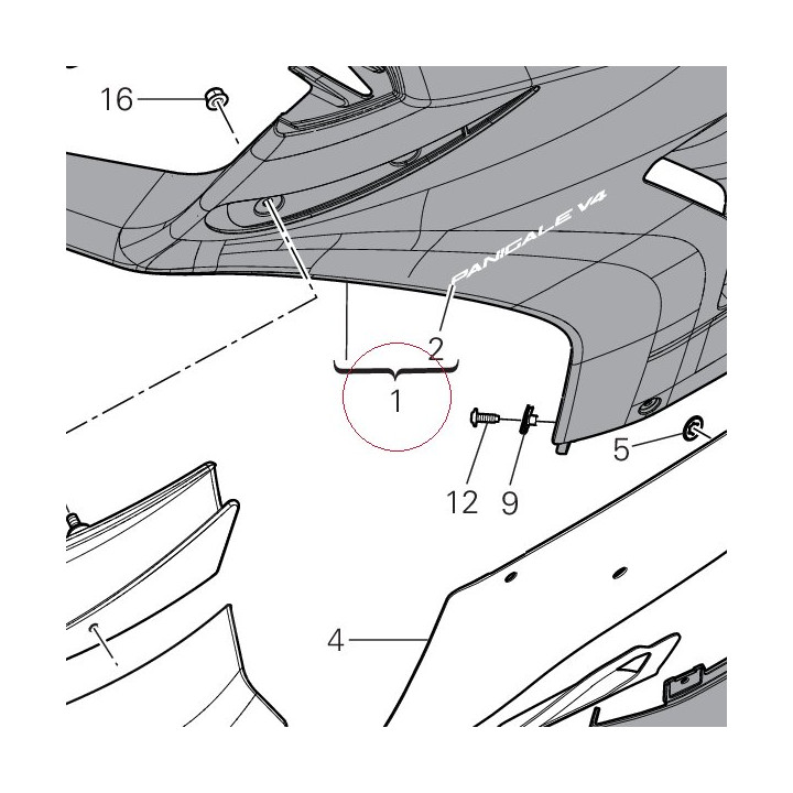 Left upper fairing red 4801B611AB