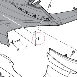 Right upper fairing red 4801B651AB