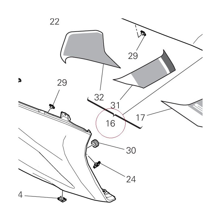 Upper half-fairing right white 4801C061BD
