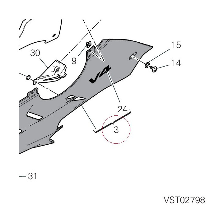 Left lower fairing red 4801C483AA