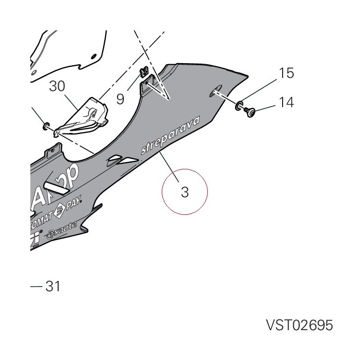 Left lower half-fairing 4801C483AE