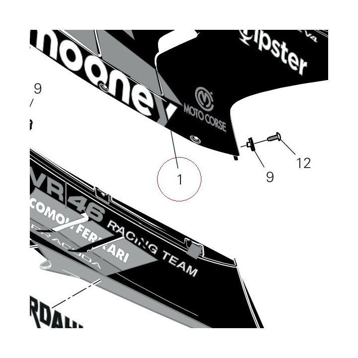 Right upper half-fairing 4801C491AP